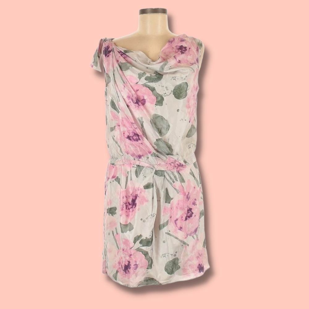 Blouson midi dress Size M, Cowl neck sleeveless, Floral print, Cynthia Steffe